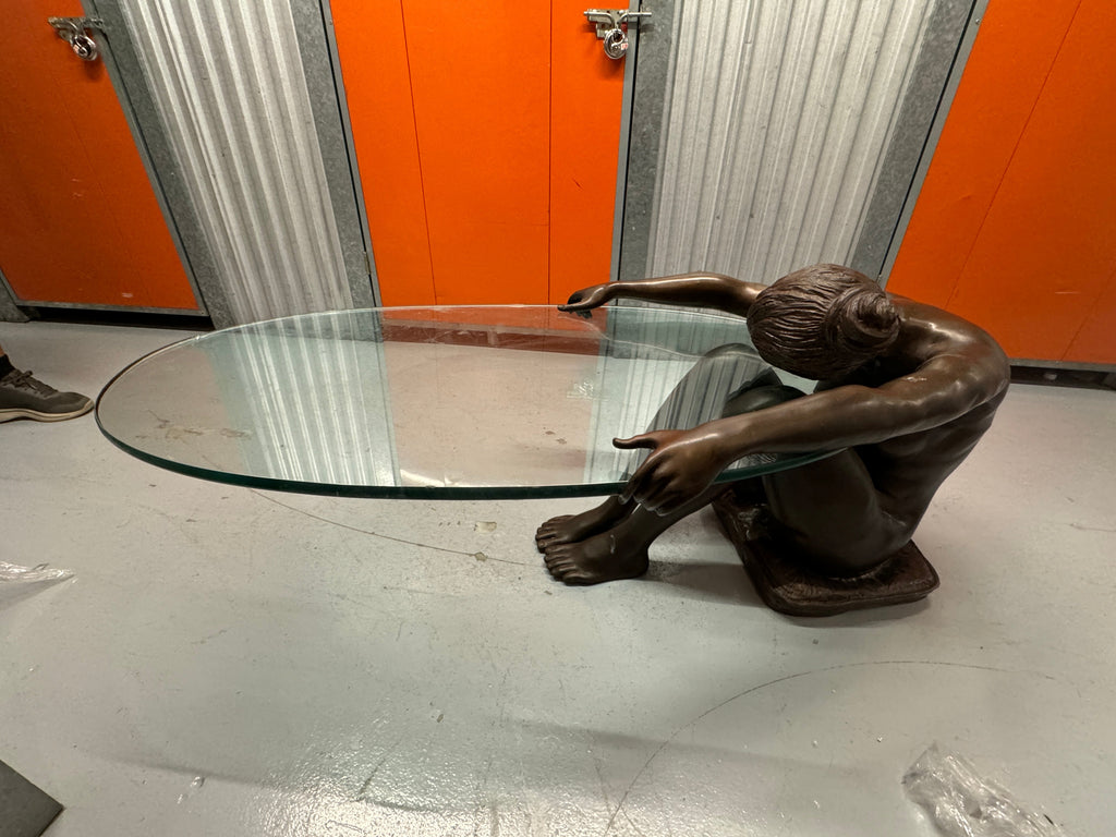 Female Life Sized Bronze Sculptural Coffee Table