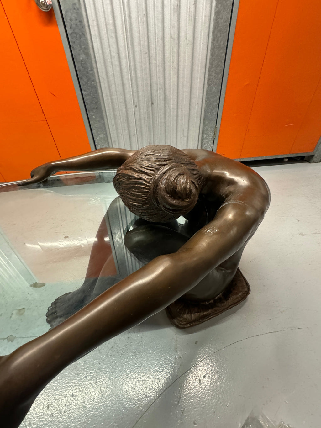 Female Life Sized Bronze Sculptural Coffee Table