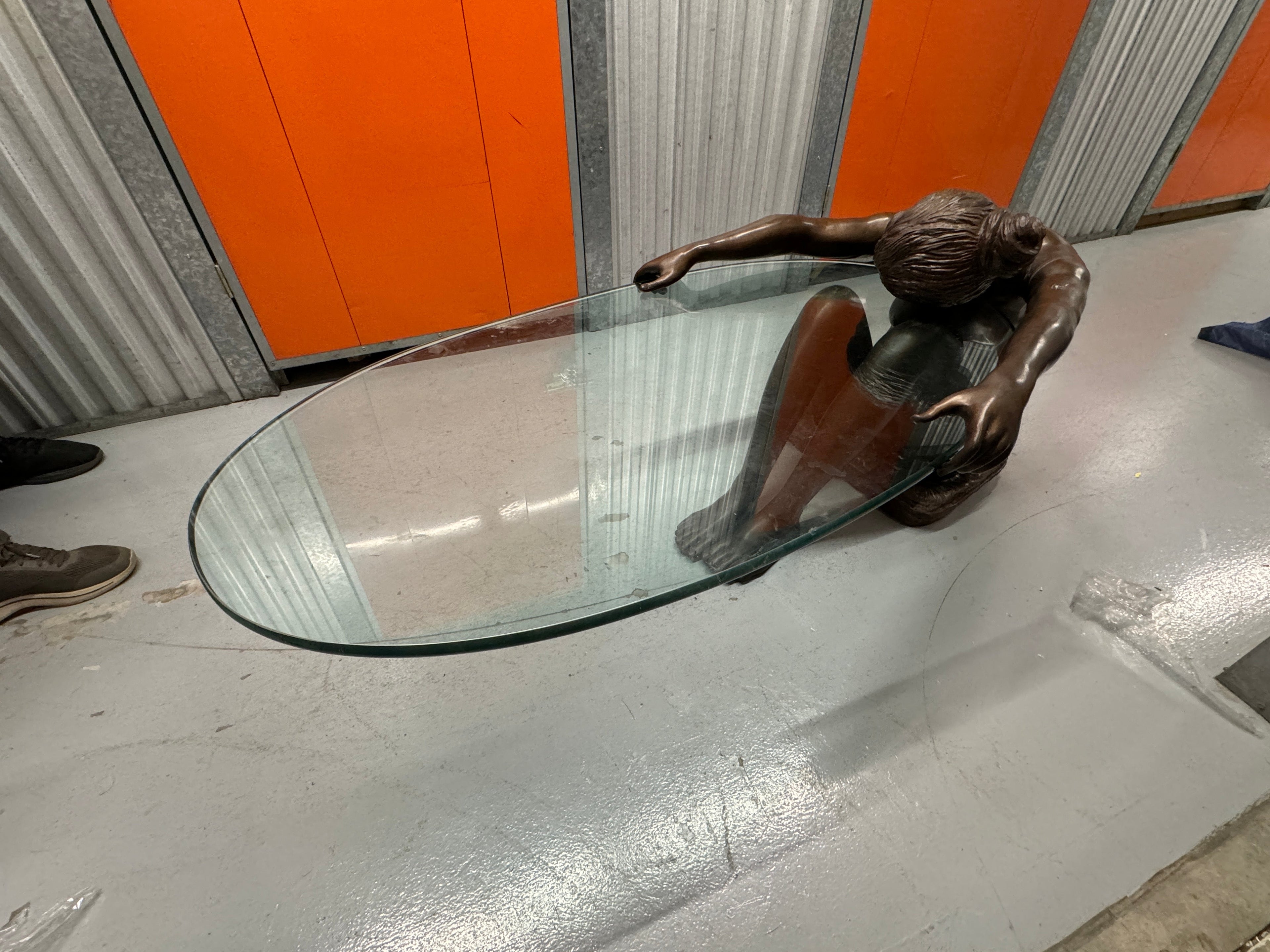 Female Life Sized Bronze Sculptural Coffee Table