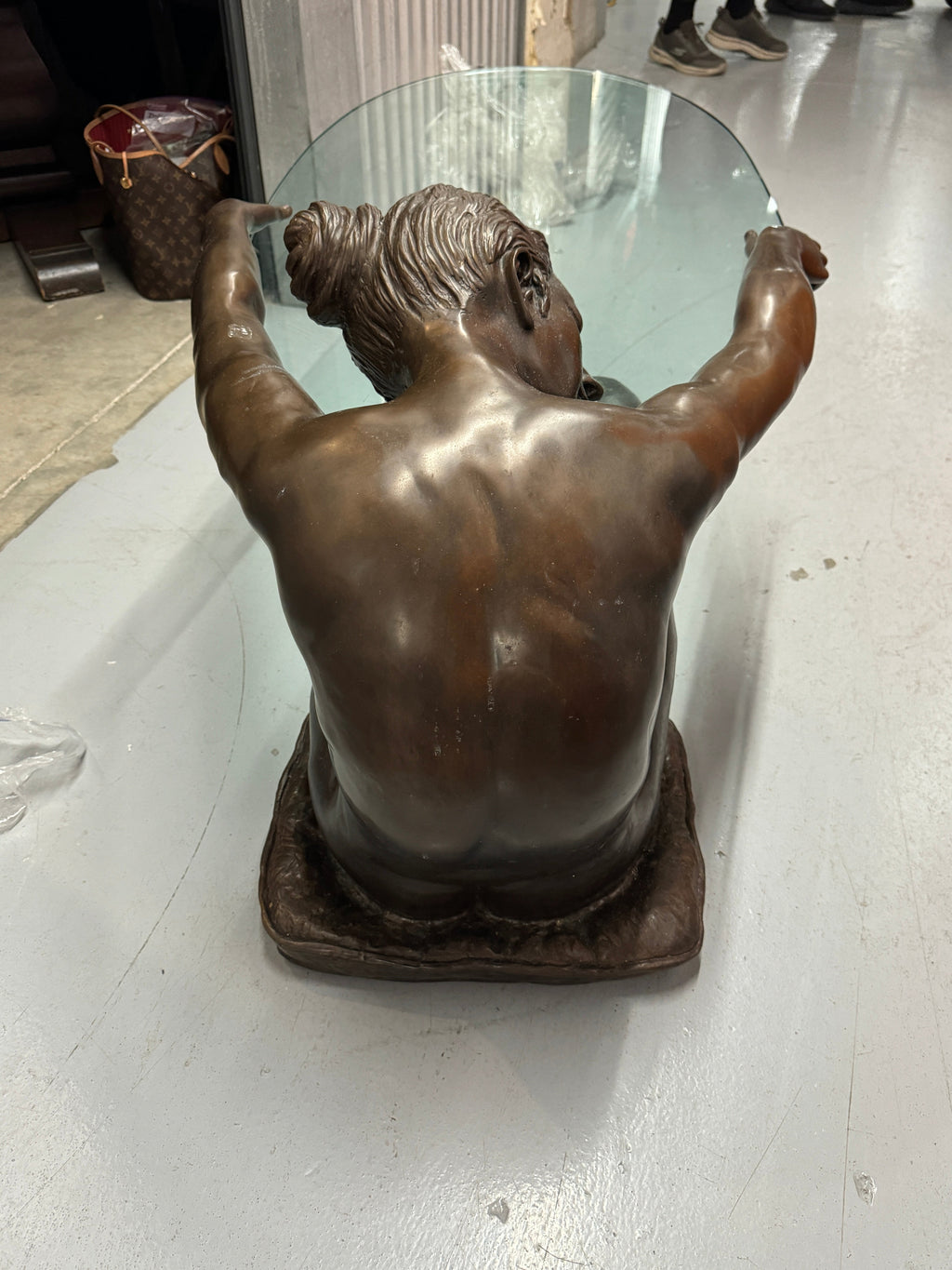 Female Life Sized Bronze Sculptural Coffee Table