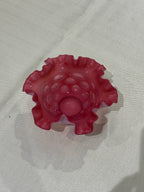 Vintage Fenton Cranberry Coin Dot Ruffle Edge Candy Dish Bowl