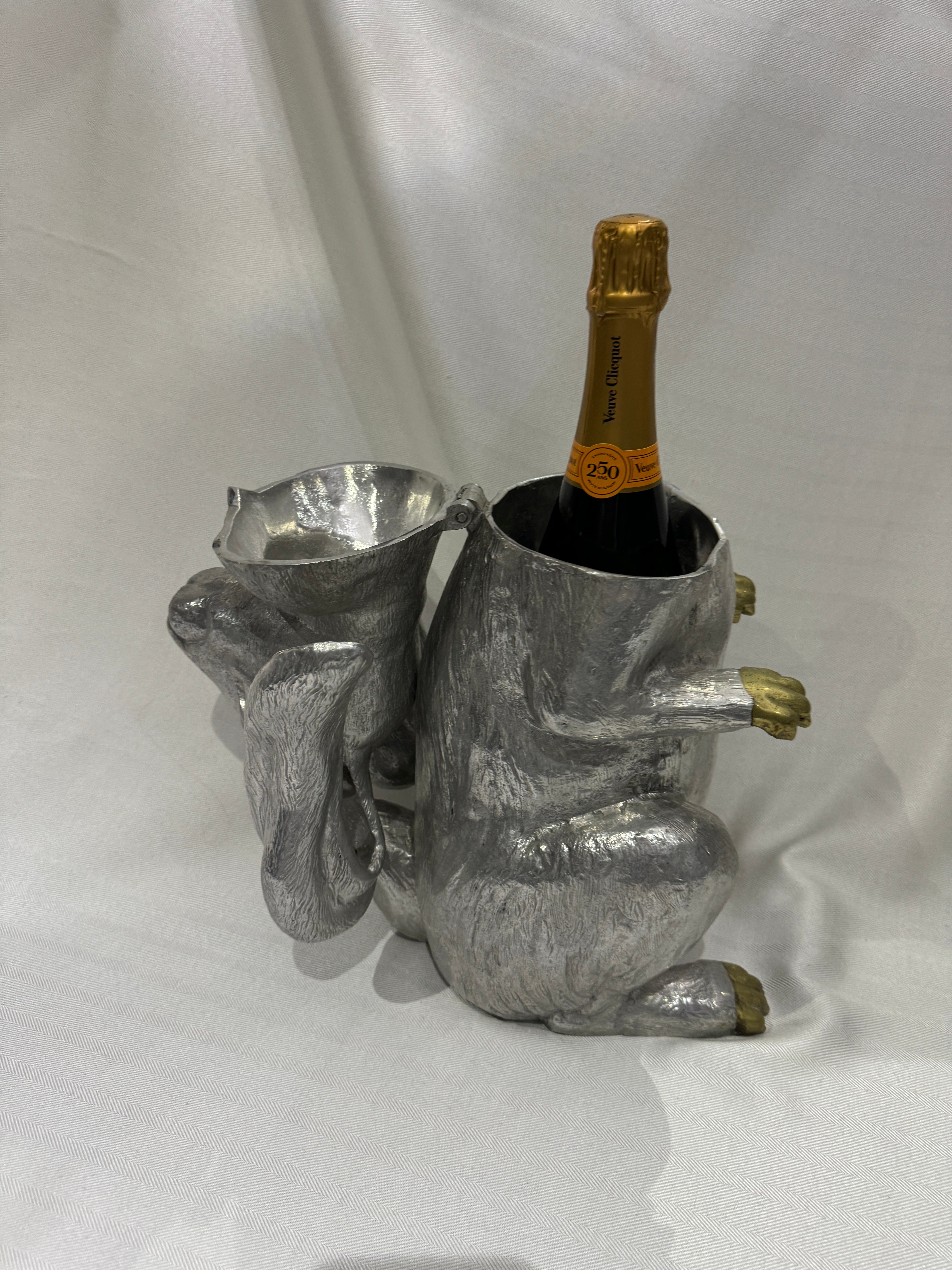 Vintage Rabbit Ice Bucket & Wine Cooler by Arthur Court, 1986