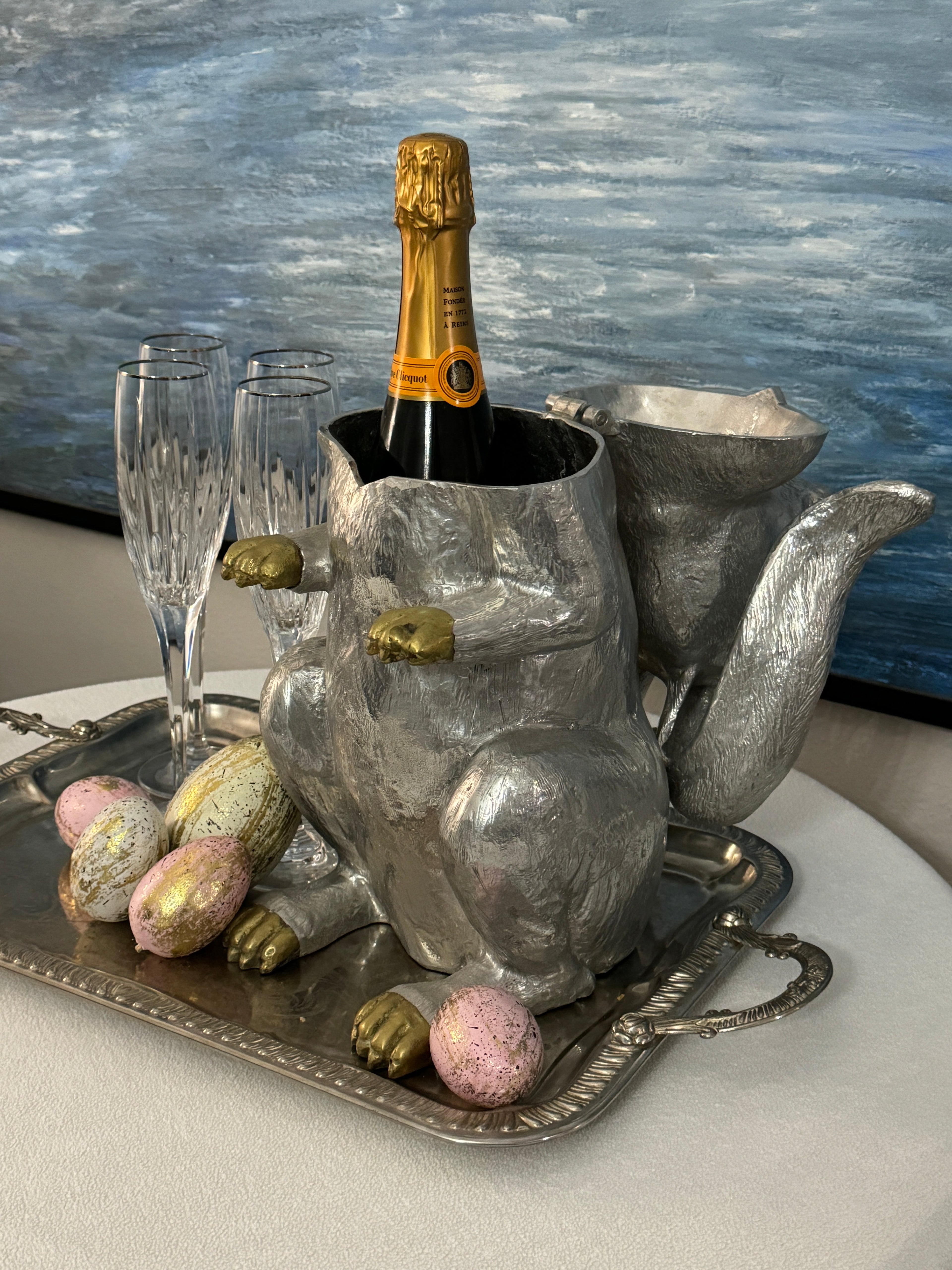 Vintage Rabbit Ice Bucket & Wine Cooler by Arthur Court, 1986