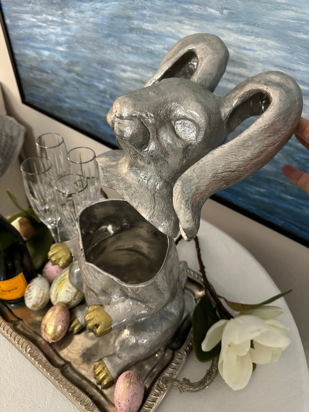 Vintage Rabbit Ice Bucket & Wine Cooler by Arthur Court, 1986
