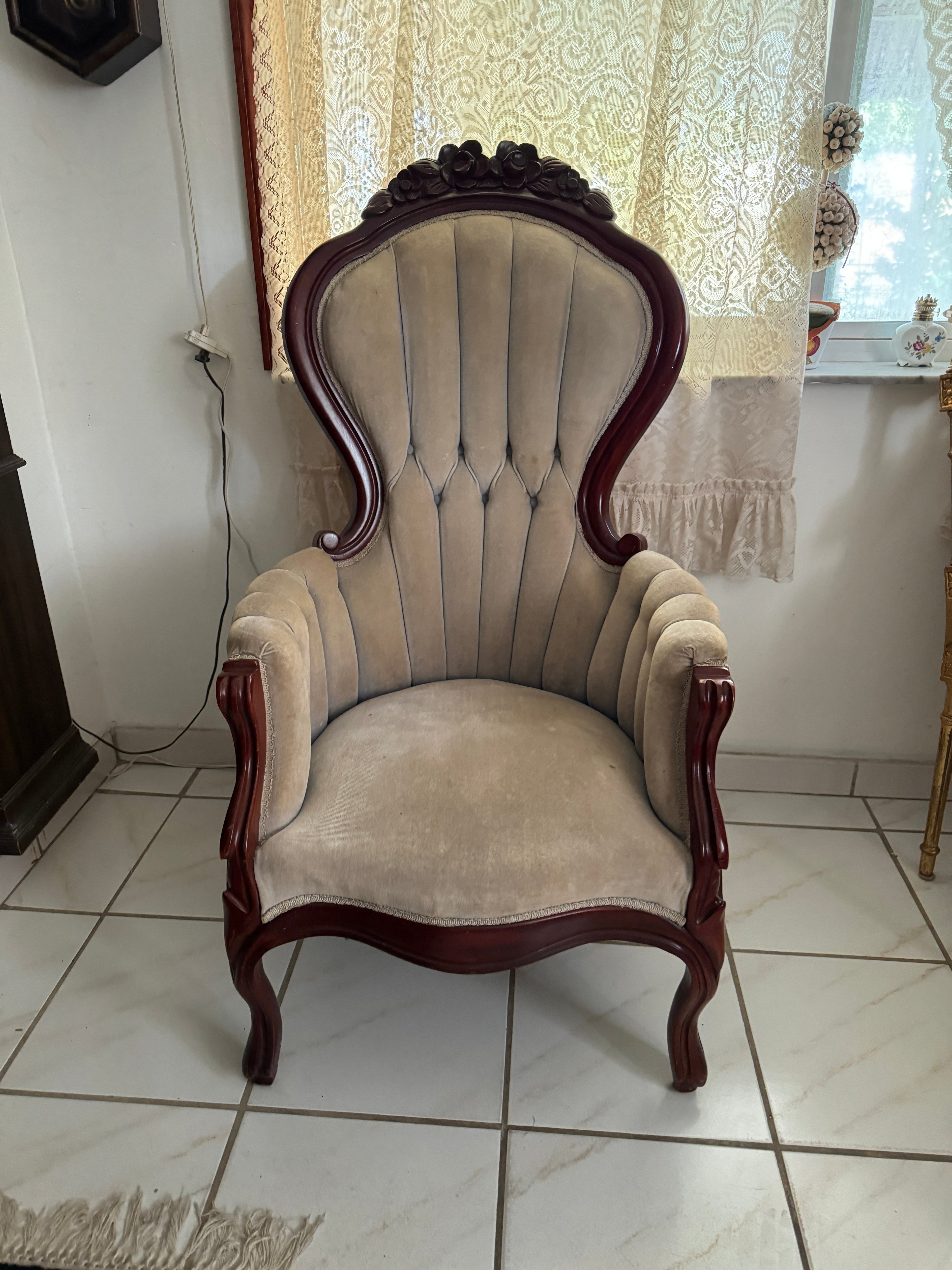 Vintage Kimball Victorian Mahogany Parlor Chairs - Set of Two Ladies and Gentleman's Chairs