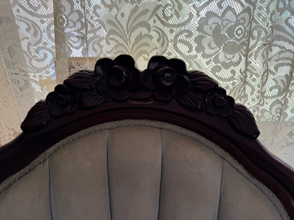 Vintage Kimball Victorian Mahogany Parlor Chairs - Set of Two Ladies and Gentleman's Chairs