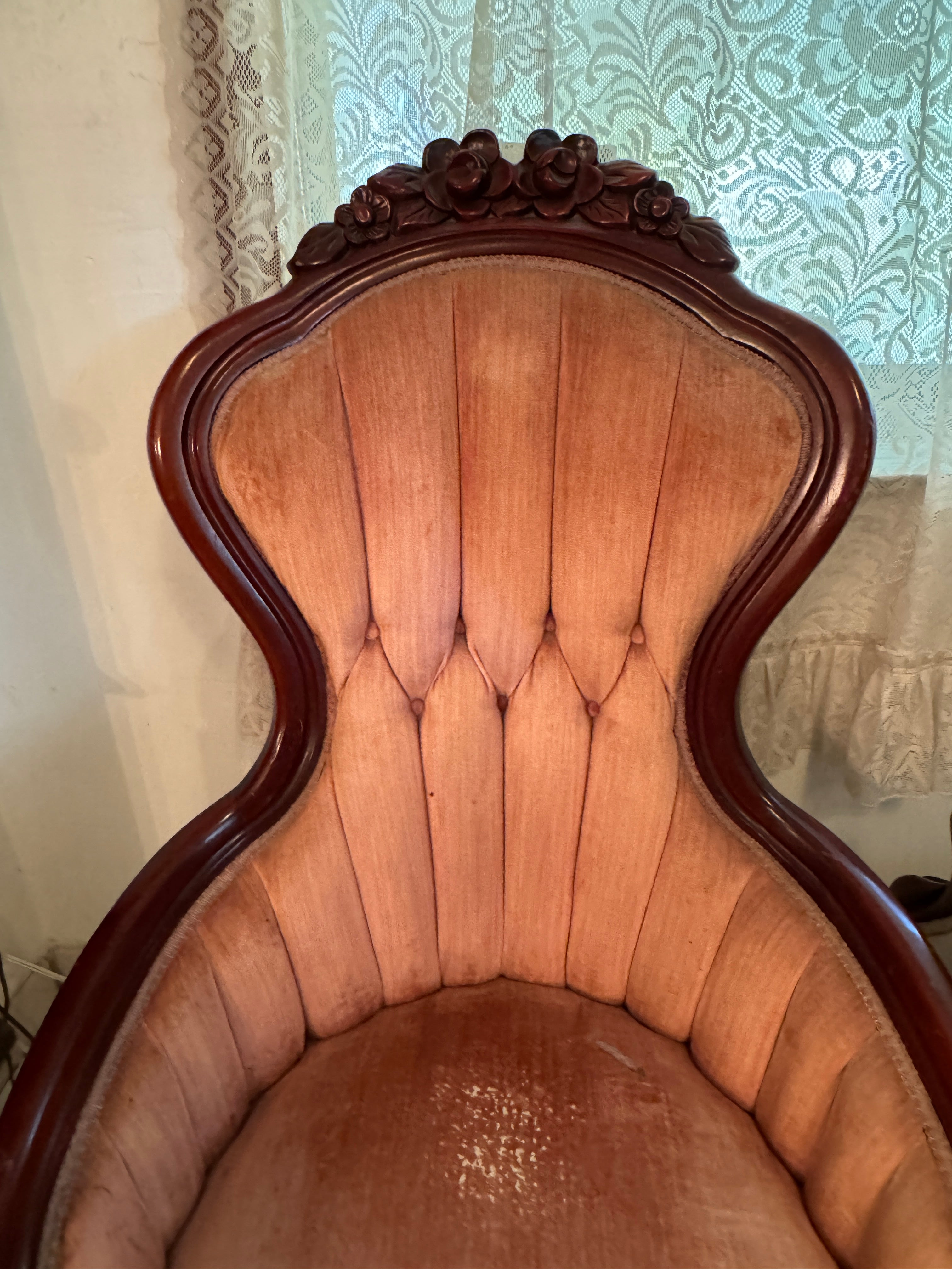 Vintage  Kimball Victorian Mahogany Parlor Chair - Ladies Chair