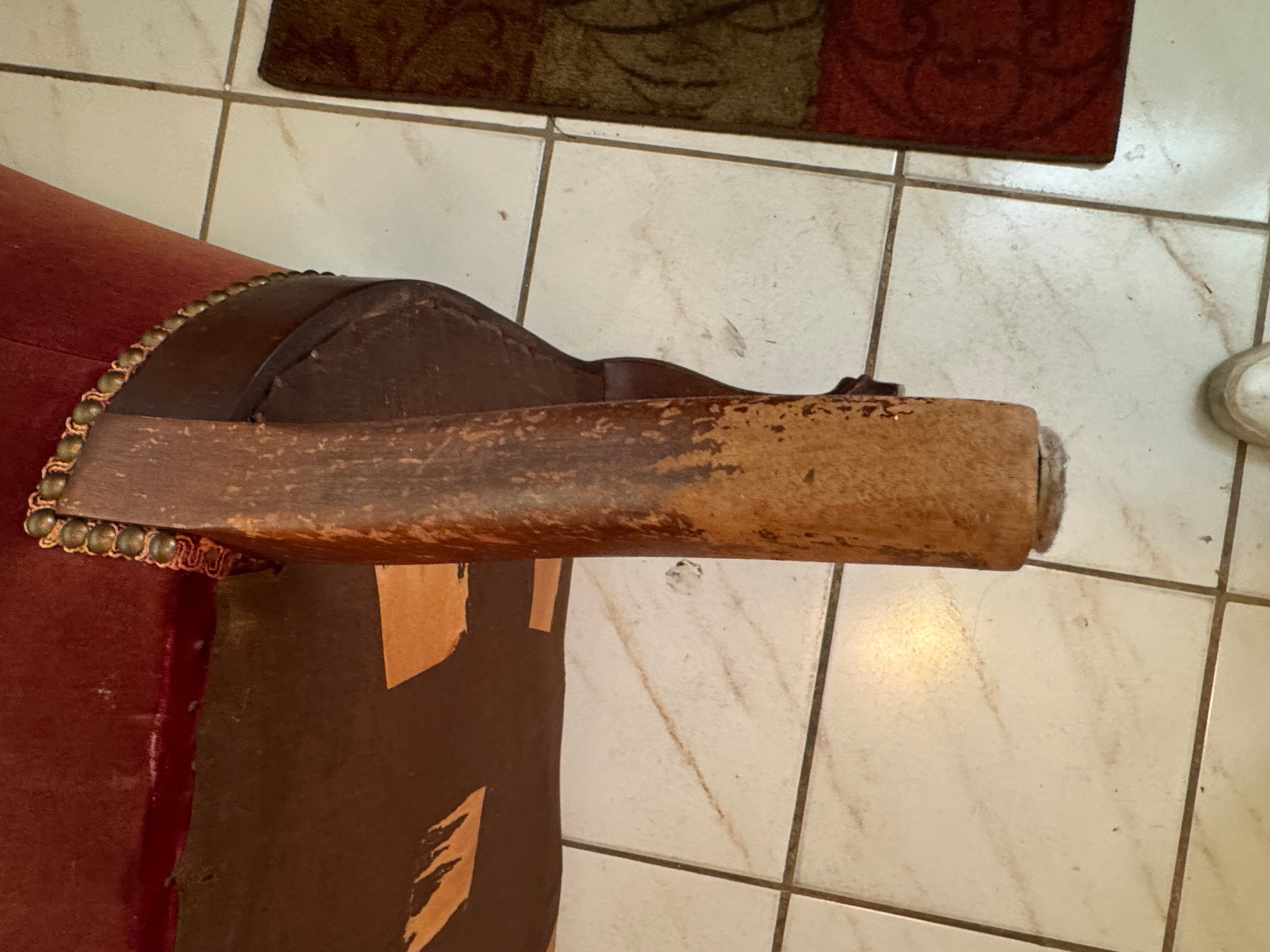 1940s Victorian Carved Mahogany Red Wine Velvet Parlor Settee /Loveseat / Sofa / Couch