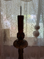 Baroque Tall Painted & Gilted Altar Candelabra Candlestick