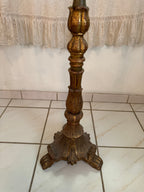 Baroque Tall Painted & Gilted Altar Candelabra Candlestick