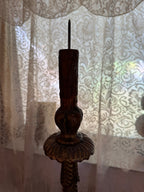 Baroque Tall Painted & Gilted Altar Candelabra Candlestick