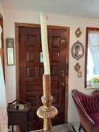 Baroque Tall Painted & Gilted Altar Candelabra Candlestick