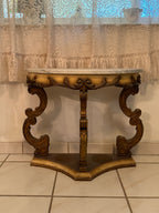 Antique Marble Top Demilune Accent Table