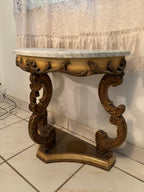 Antique Marble Top Demilune Accent Table