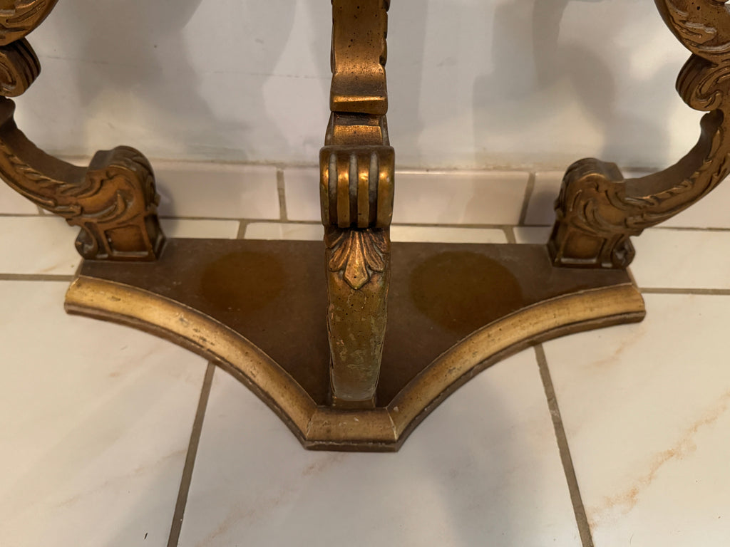 Antique Marble Top Demilune Accent Table