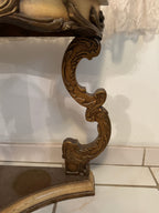 Antique Marble Top Demilune Accent Table