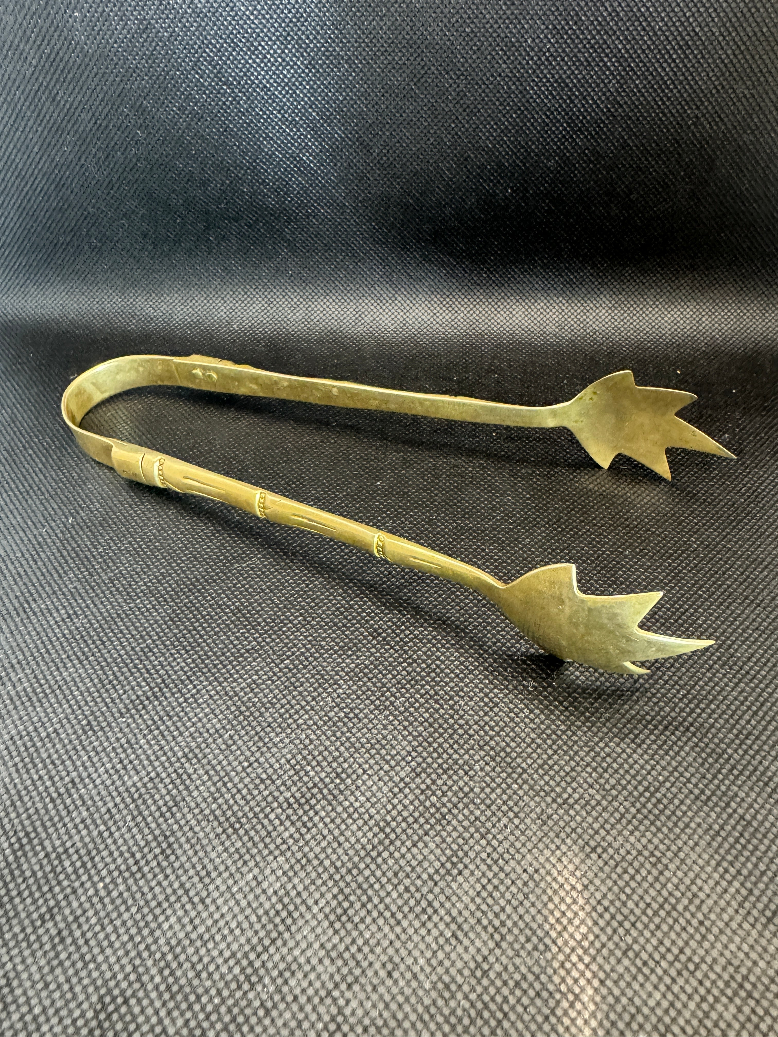 Vintage Brass Faux Bamboo Serving Set - Set of 3