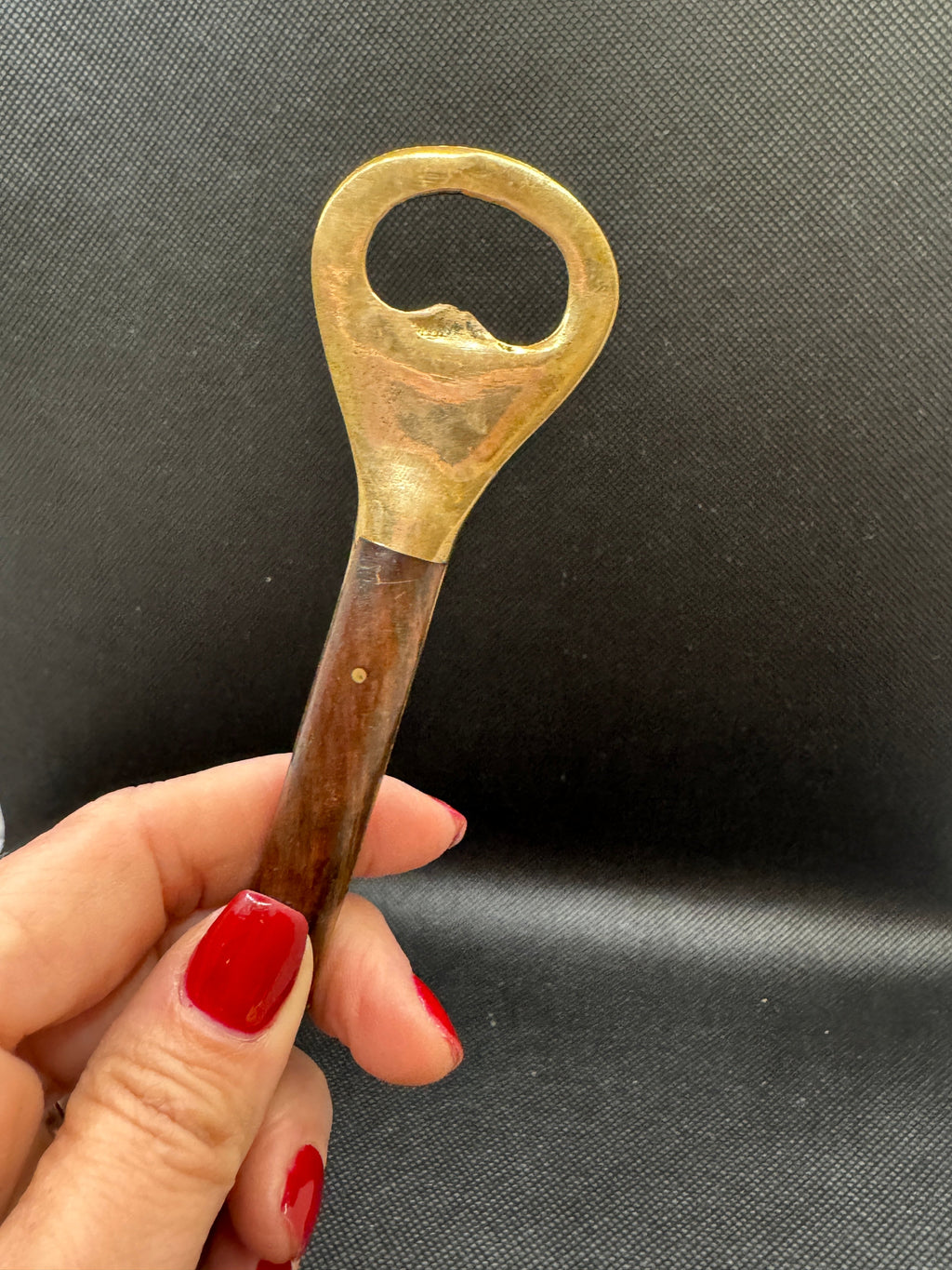 Vintage Brass Bar Set with Wood Handles, Bottle Opener and Ice Pick, Set of 2