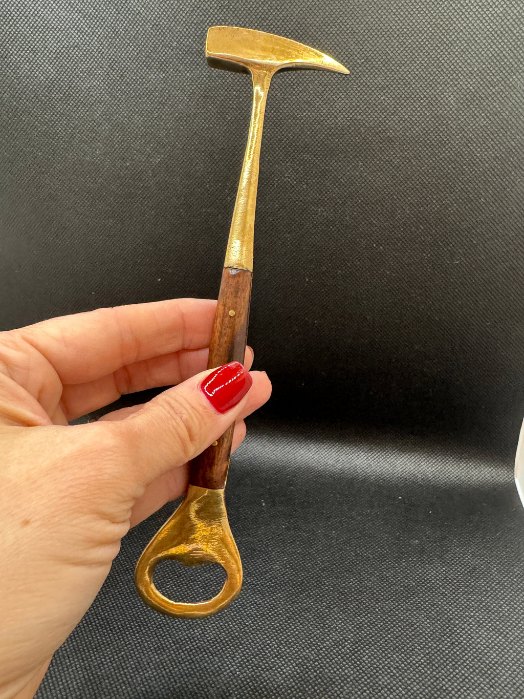 Vintage Brass Bar Set with Wood Handles, Bottle Opener and Ice Pick, Set of 2