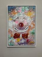 Happy Clown by Elmo Gideon - Signed Original Oil/Acrylic on Canvas, Float Framed