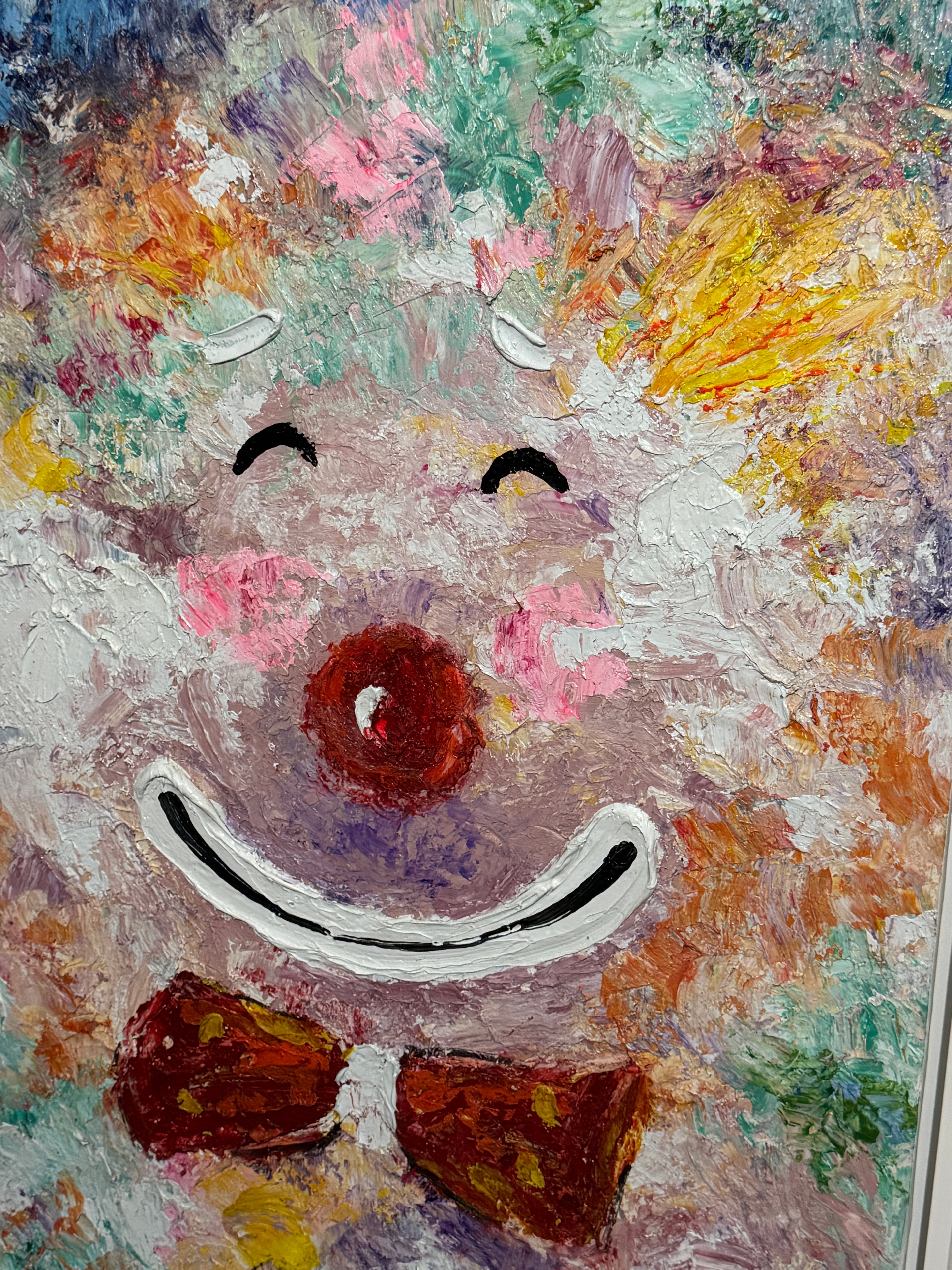 Happy Clown by Elmo Gideon - Signed Original Oil/Acrylic on Canvas, Float Framed