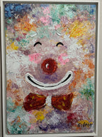Happy Clown by Elmo Gideon - Signed Original Oil/Acrylic on Canvas, Float Framed