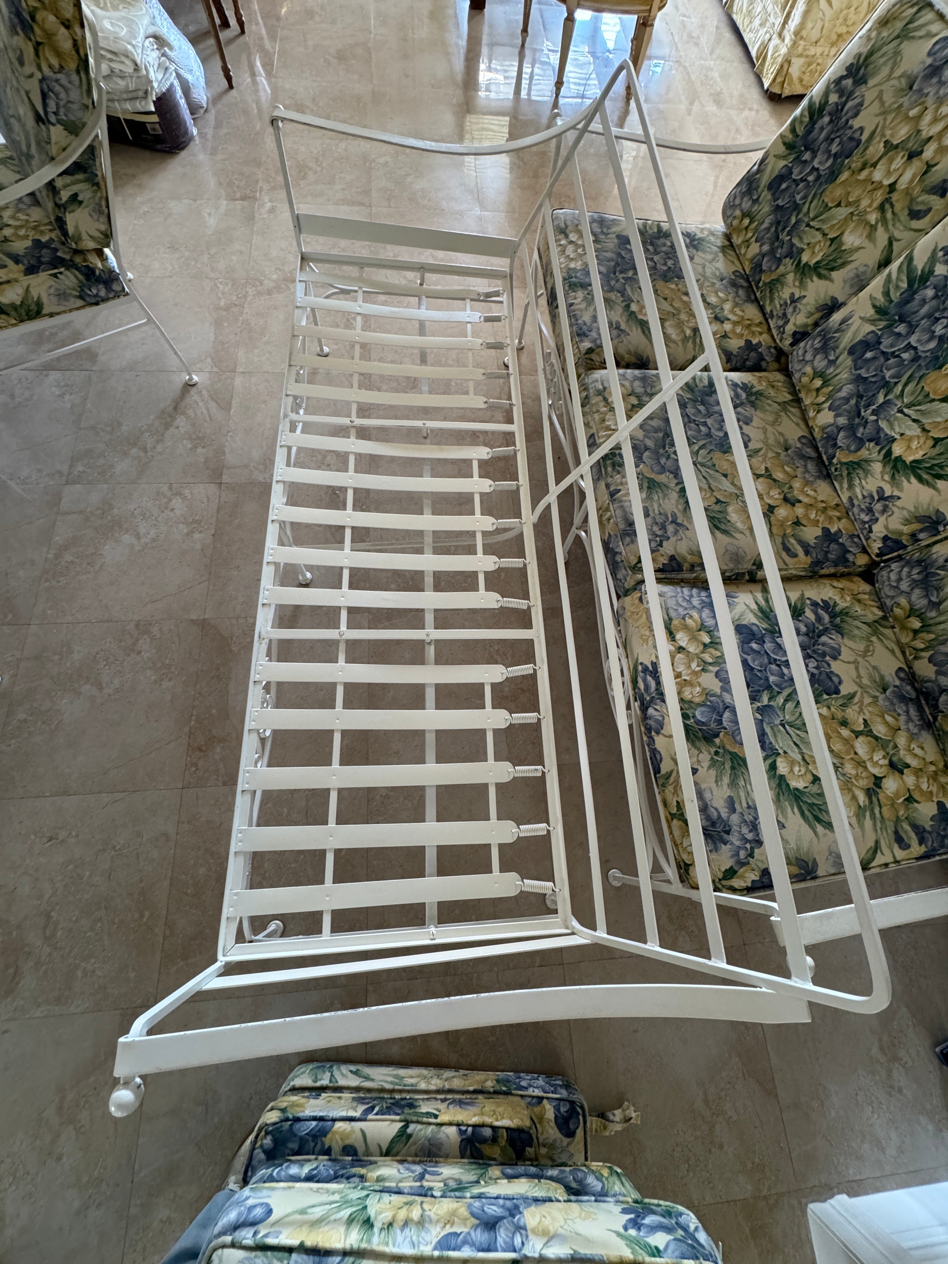 1970s Palm Beach Regency Wrought Iron Patio Set - Sofa and 2 Arm Chairs