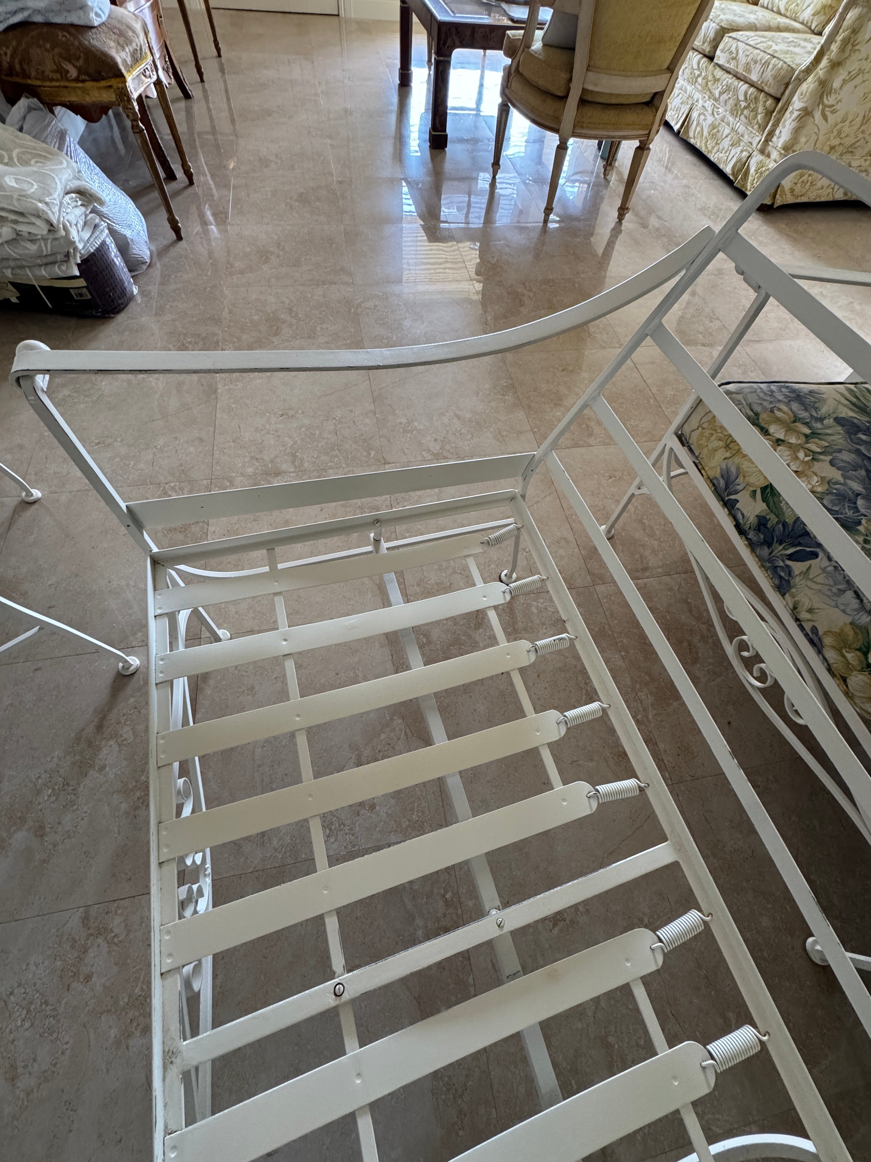 1970s Palm Beach Regency Wrought Iron Patio Set - Sofa and 2 Arm Chairs