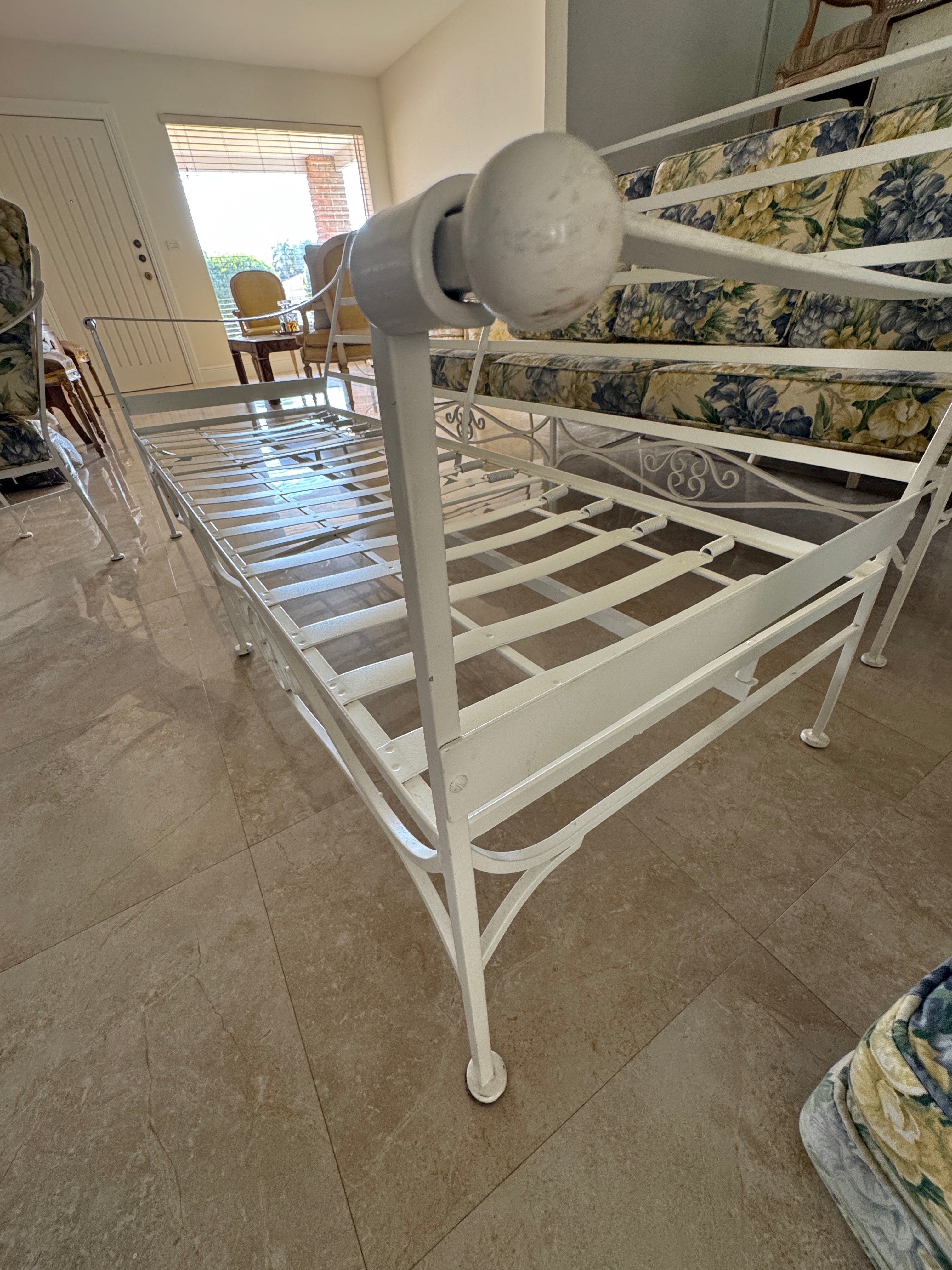 1970s Palm Beach Regency Wrought Iron Patio Set - Sofa and 2 Arm Chairs