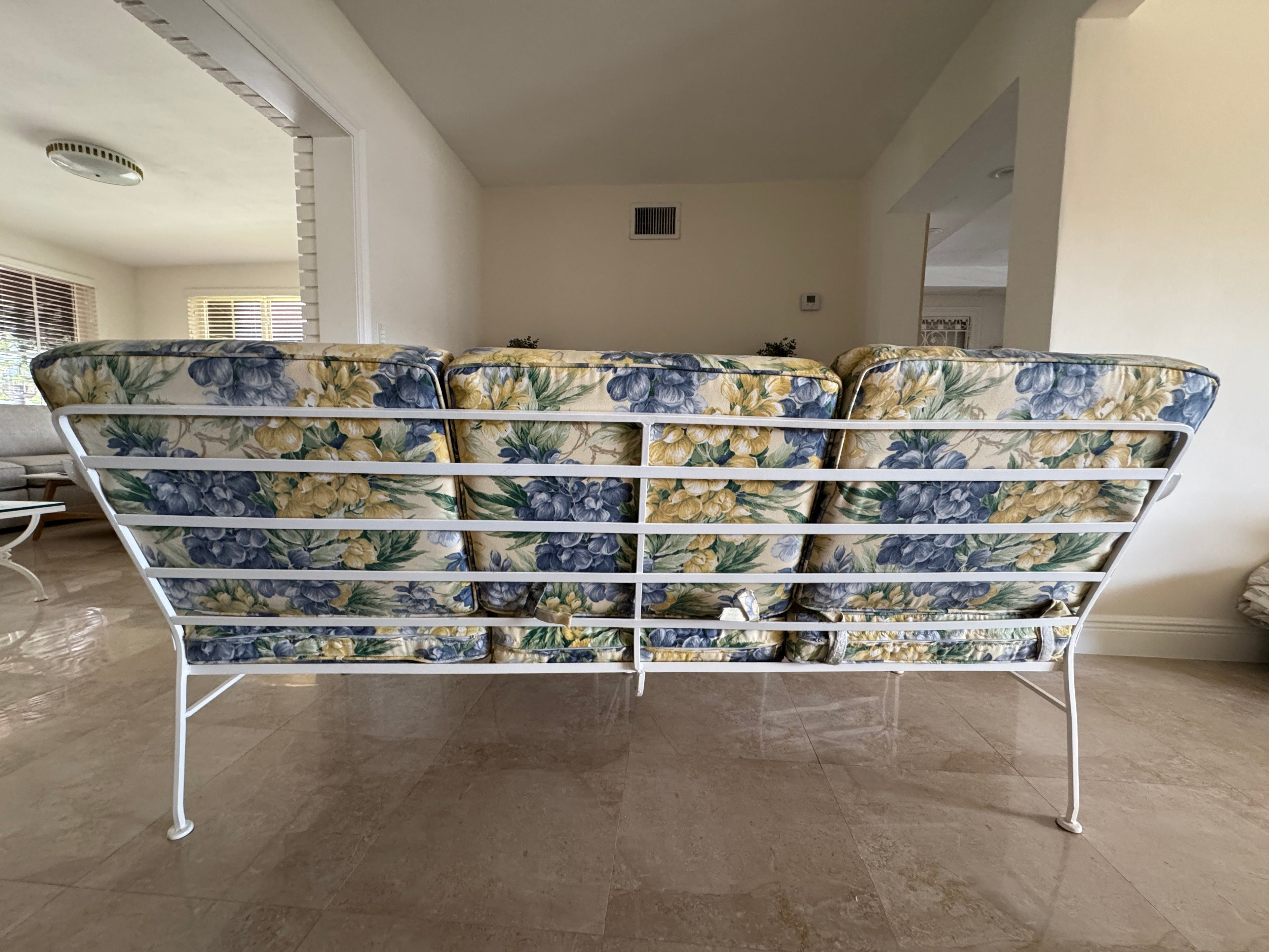 1970s Palm Beach Regency Wrought Iron Patio Set - Sofa and 2 Arm Chairs