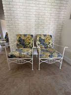 1970s Palm Beach Regency Wrought Iron Patio Set - Sofa and 2 Arm Chairs