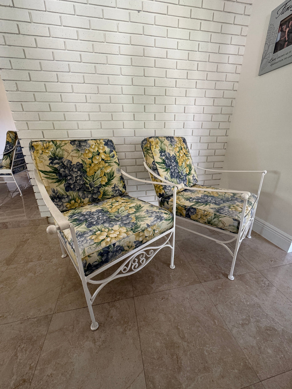 1970s Palm Beach Regency Wrought Iron Patio Set - Sofa and 2 Arm Chairs