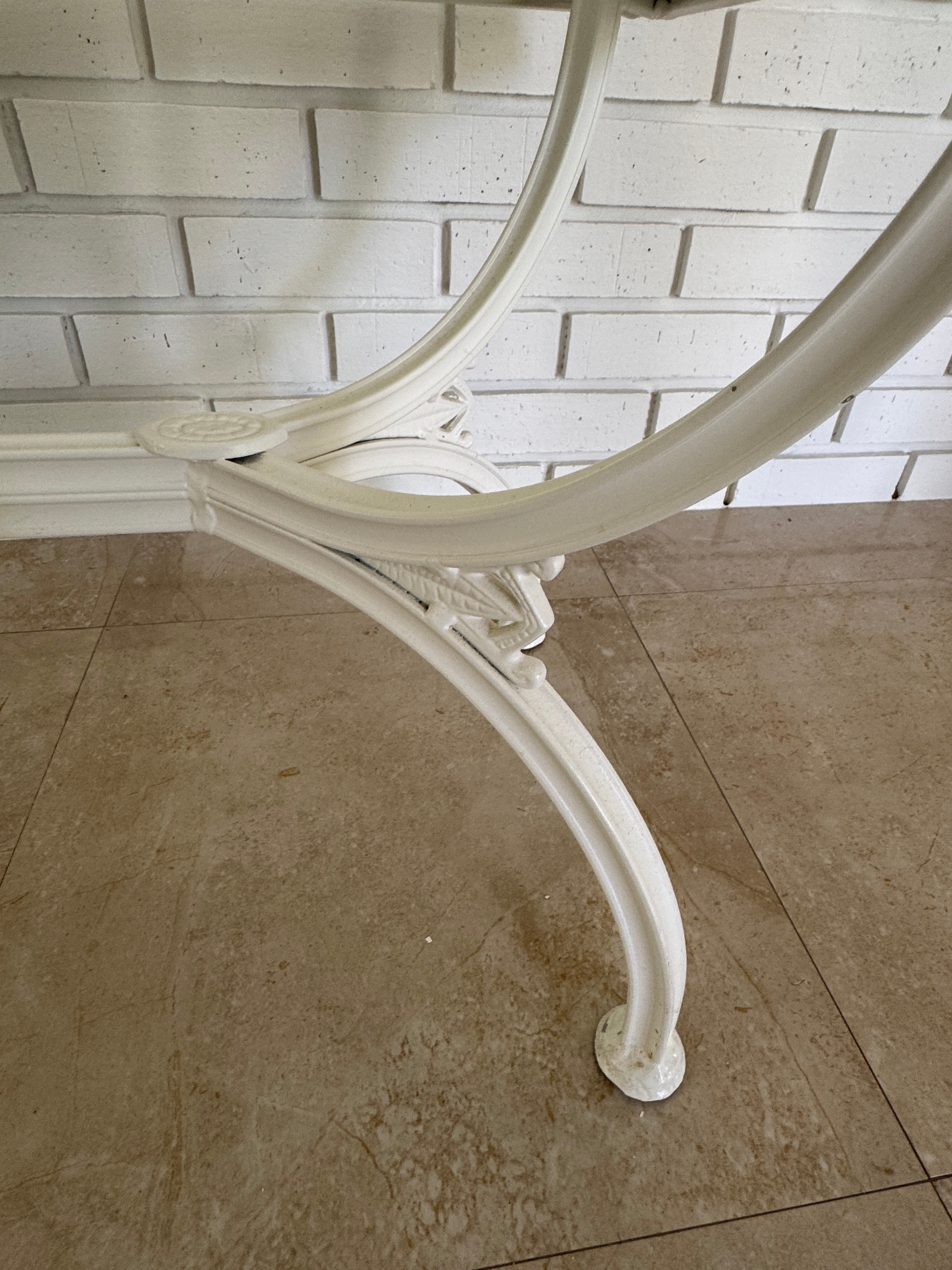 1970s Painted Wrought Iron Indoor/Outdoor Coffee or Side Table with Glass Top