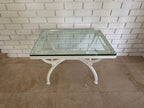 1970s Painted Wrought Iron Indoor/Outdoor Coffee or Side Table with Glass Top