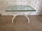 1970s Painted Wrought Iron Indoor/Outdoor Coffee or Side Table with Glass Top