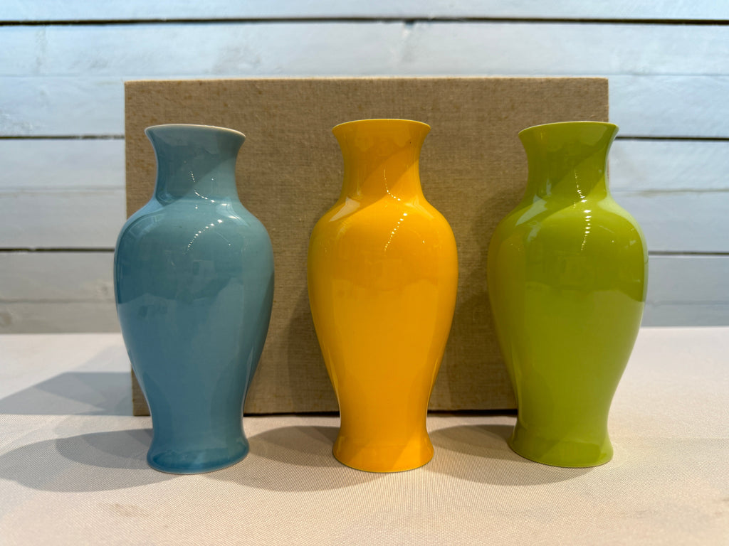 Vintage Middle Kingdom Glossy Mini Bud Vases - Boxed Set of 3