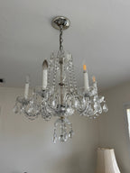 Vintage 1960s Crystal Chandelier - 6 Arm