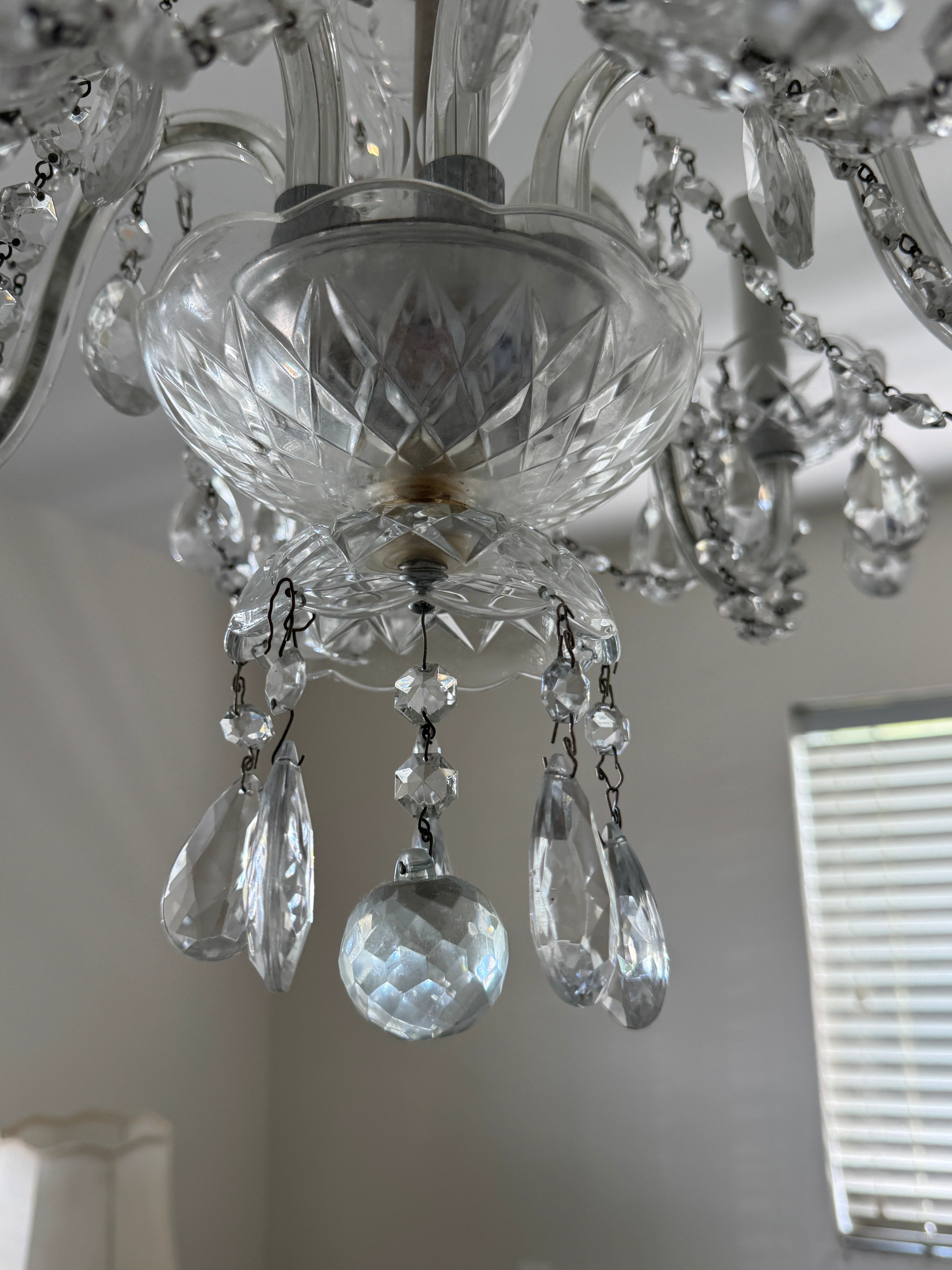 Vintage 1960s Crystal Chandelier - 6 Arm