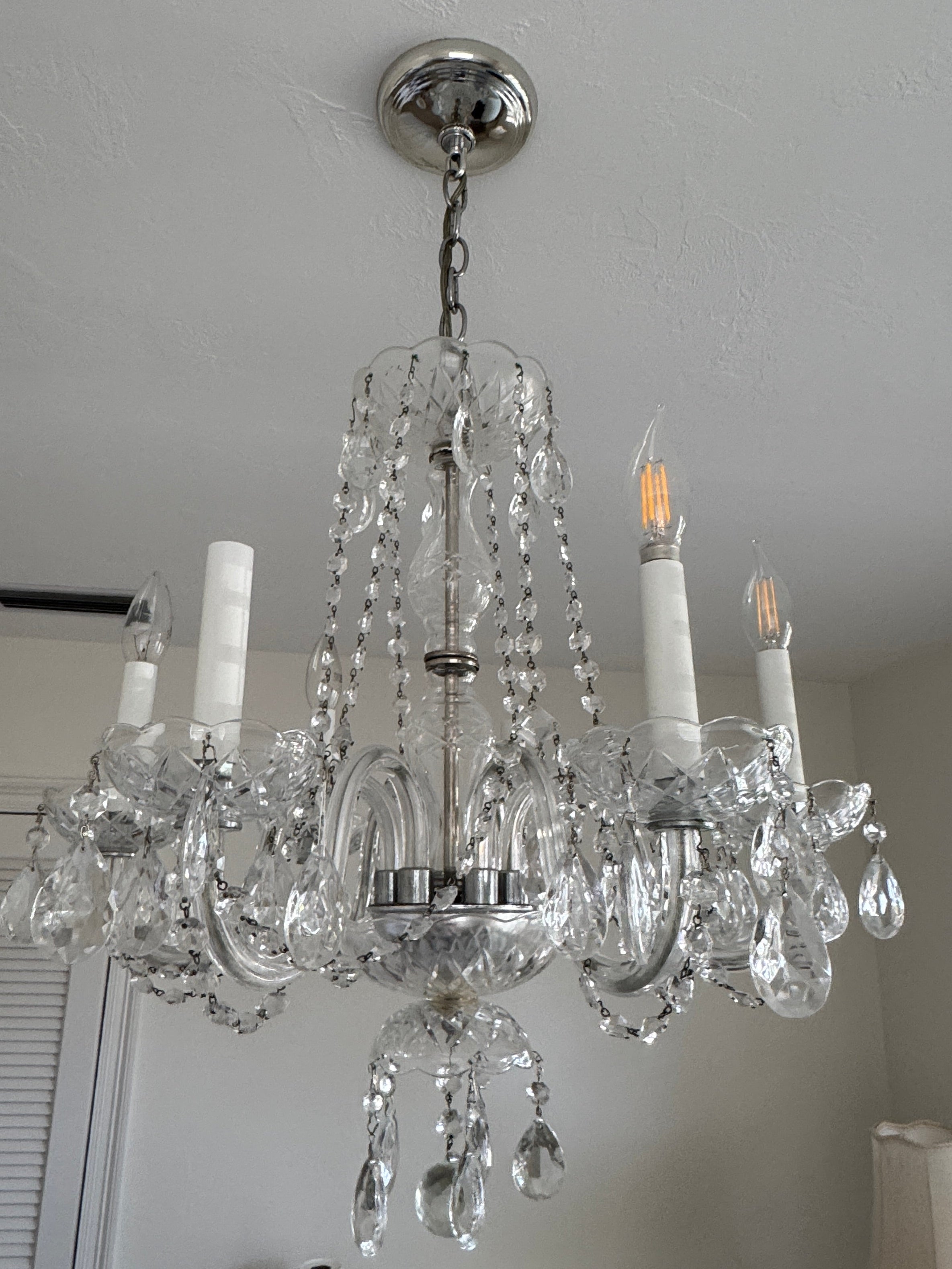 Vintage 1960s Crystal Chandelier - 6 Arm