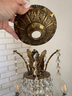 Antique French Empire Style Crystal and Gilt Brass Chandelier