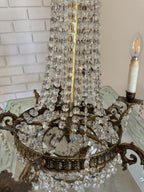 Antique French Empire Style Crystal and Gilt Brass Chandelier