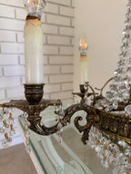 Antique French Empire Style Crystal and Gilt Brass Chandelier