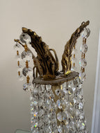 Antique French Empire Style Crystal and Gilt Brass Chandelier