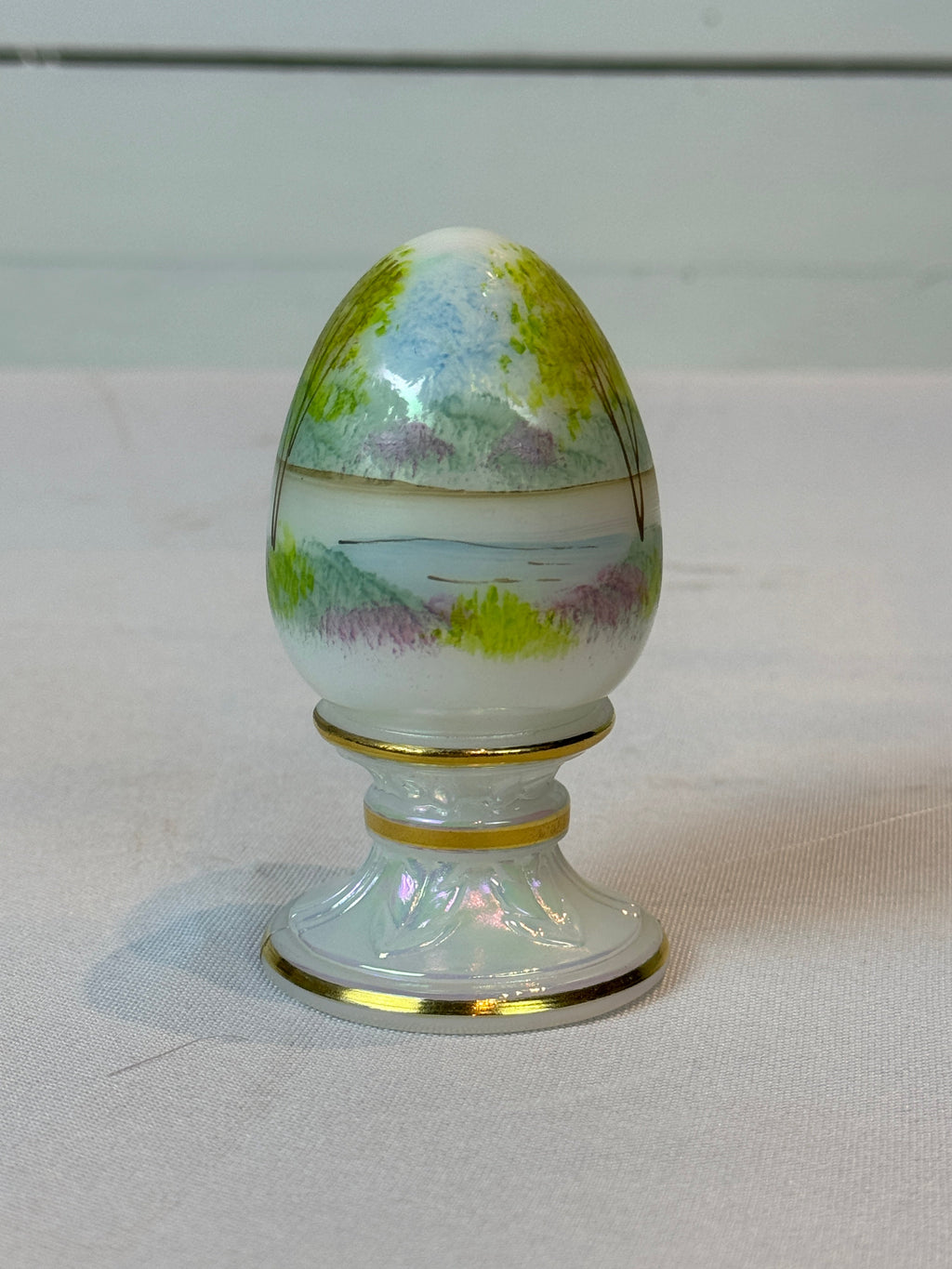 Fenton Iridescent Hand Painted Easter Egg