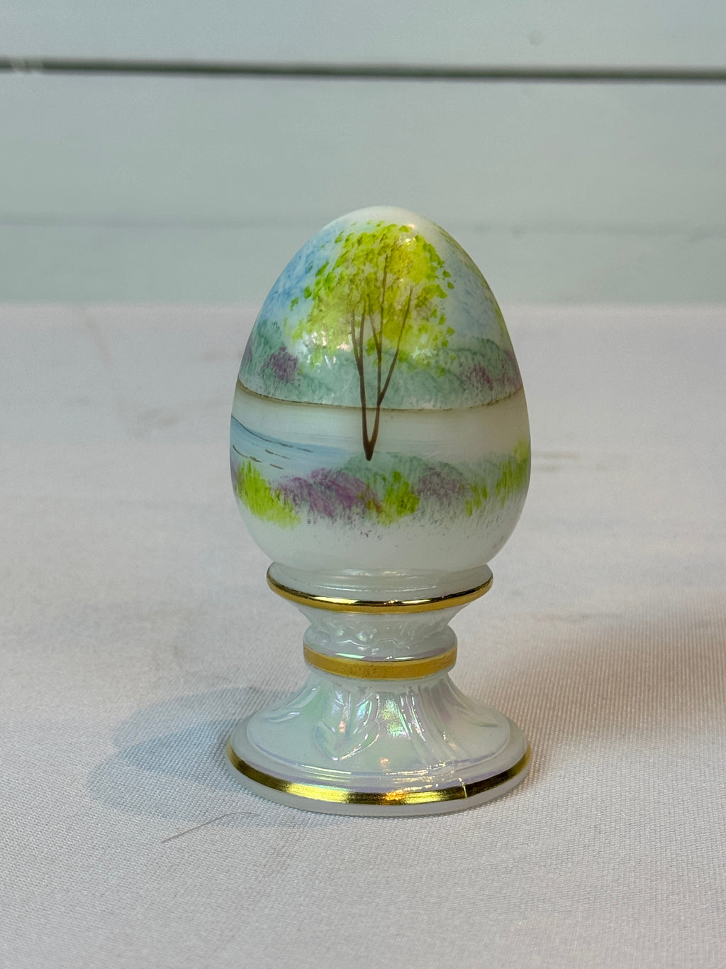 Fenton Iridescent Hand Painted Easter Egg
