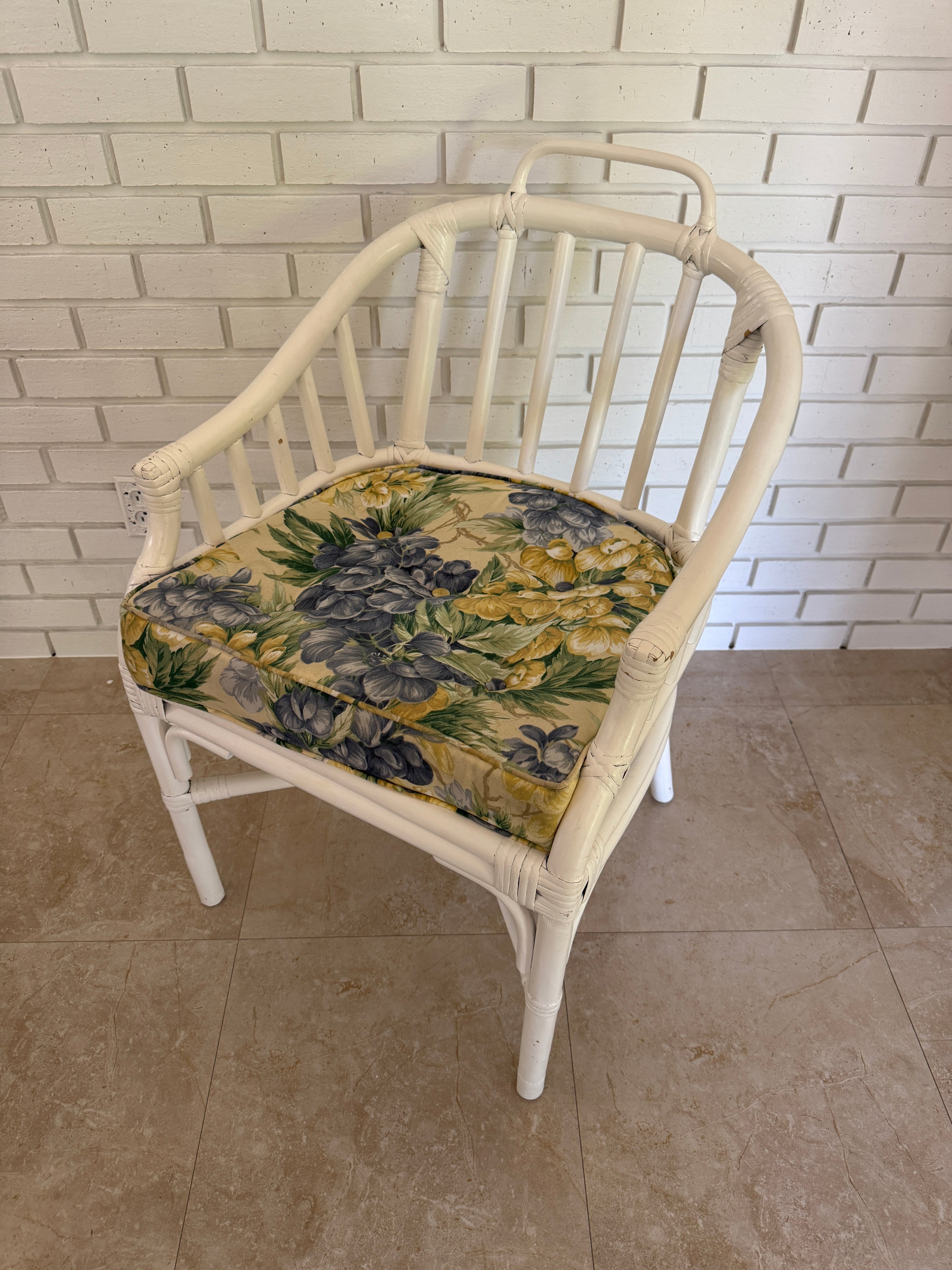 Vintage 1960s Maguire Style Rattan Arm Chair
