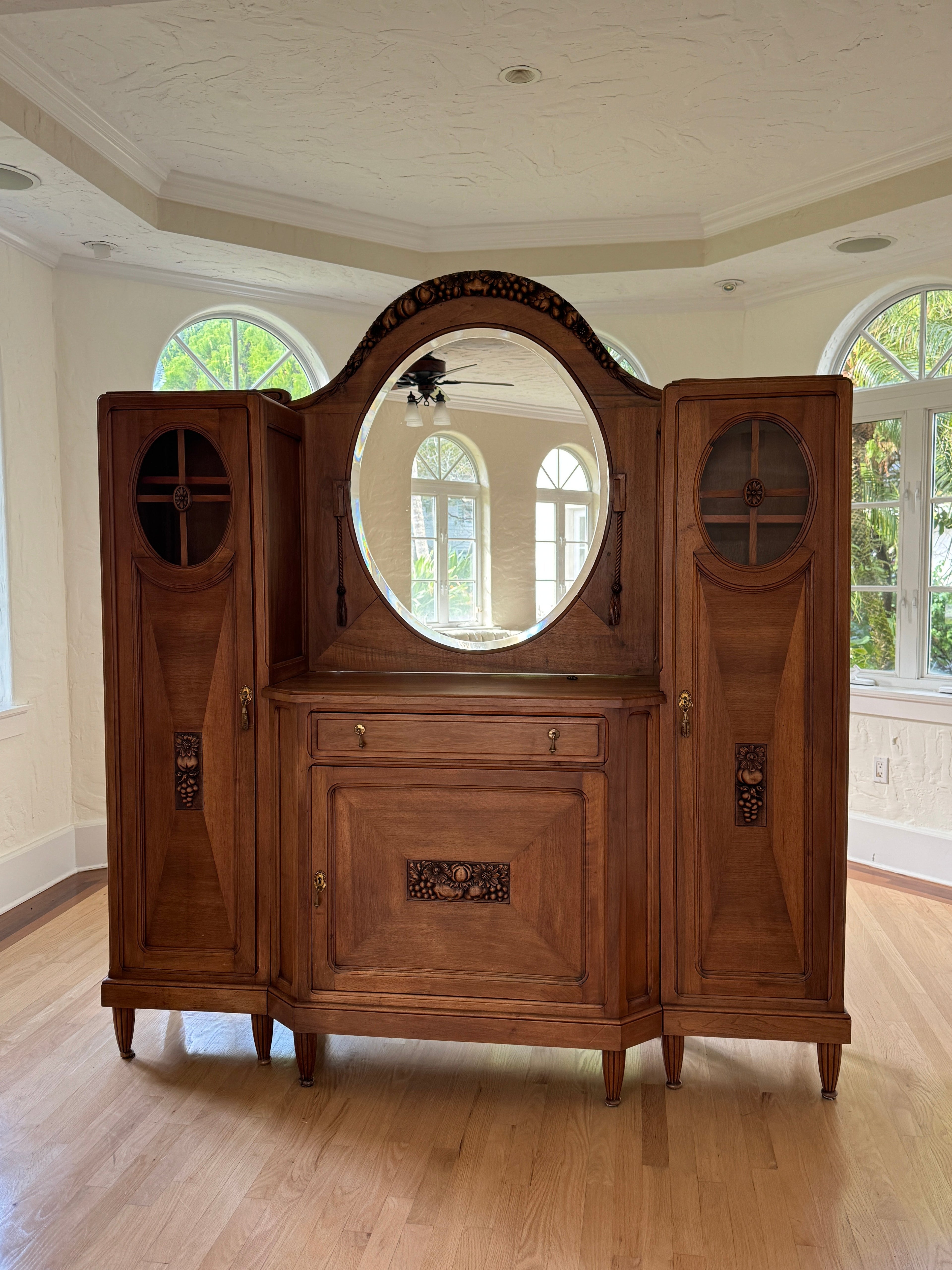 Deco Style Antique Mirrored Cabinet Buffet Sideboard