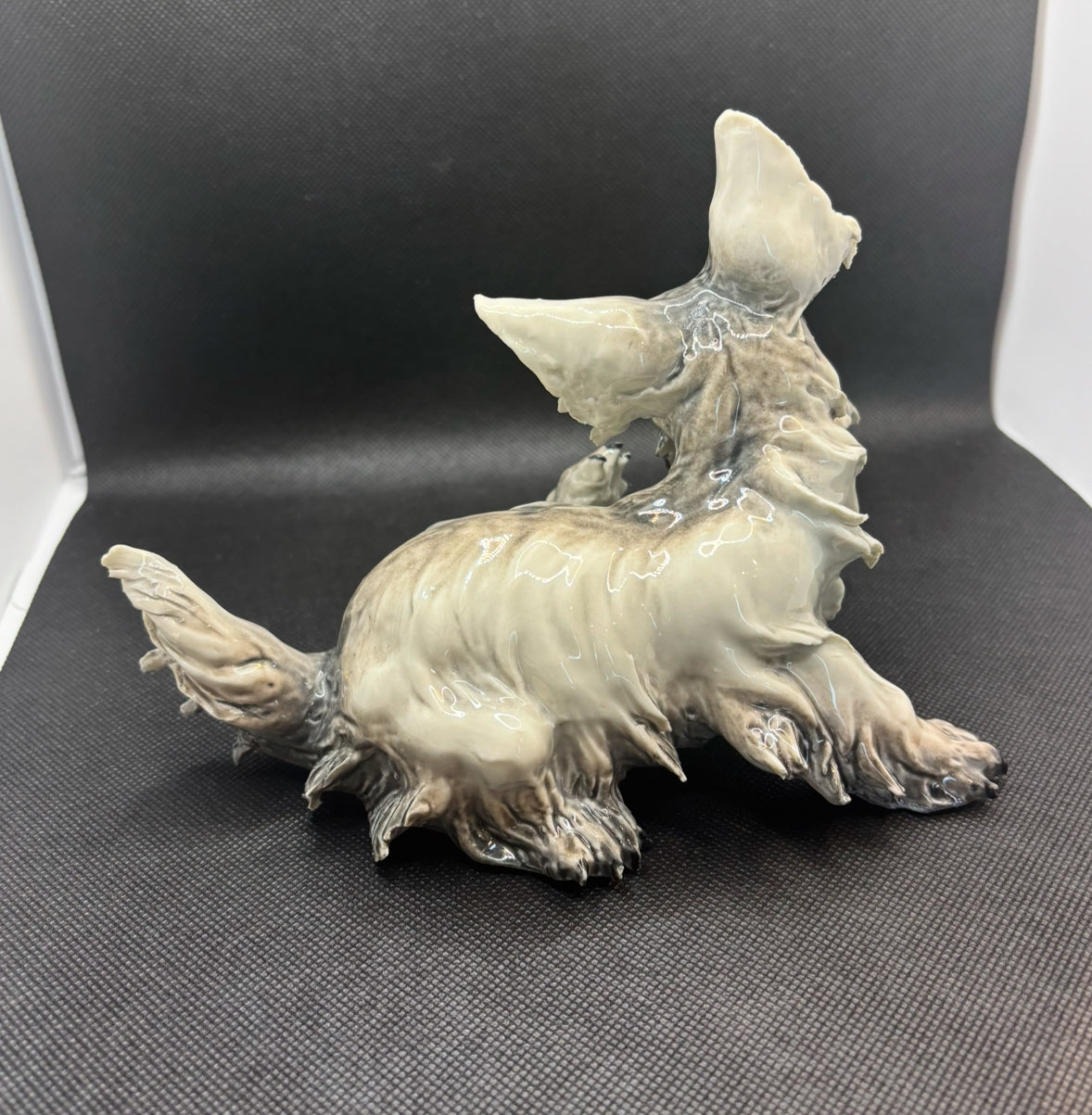 Capodimonte Visconti Mollica Glossy Porcelain Schnauzer/Scottish Terrier Dog Figurine