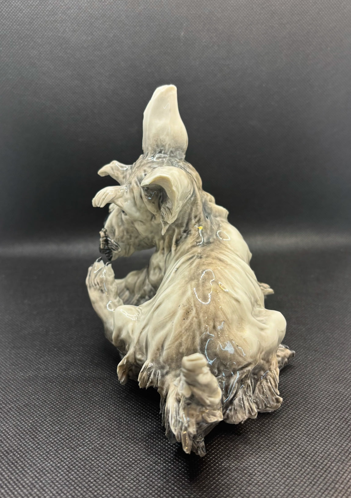 Capodimonte Visconti Mollica Glossy Porcelain Schnauzer/Scottish Terrier Dog Figurine