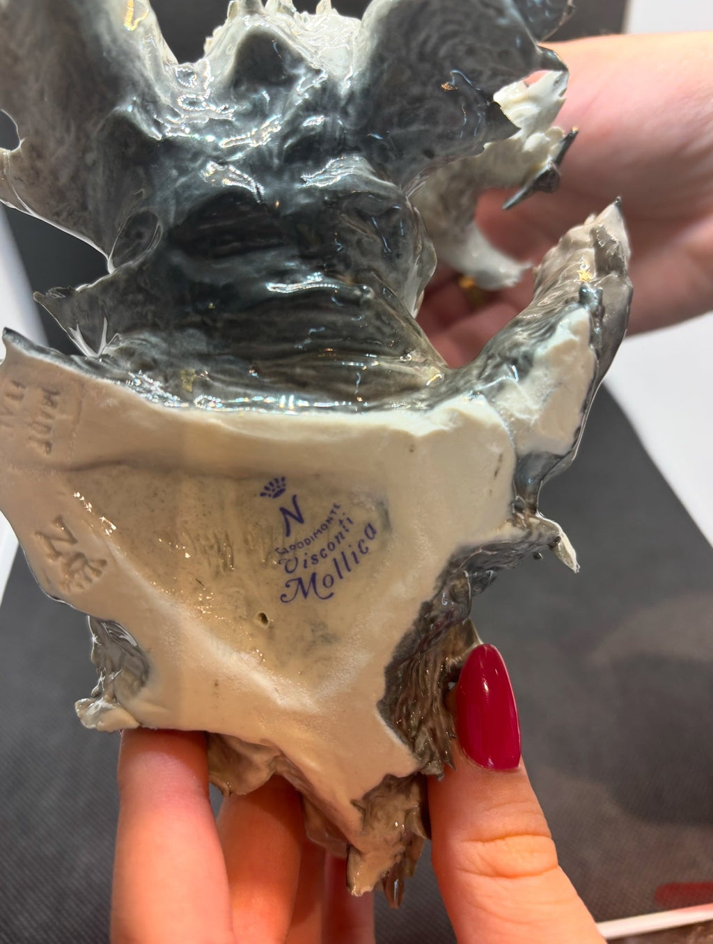 Capodimonte Visconti Mollica Glossy Porcelain Schnauzer/Scottish Terrier Dog Figurine